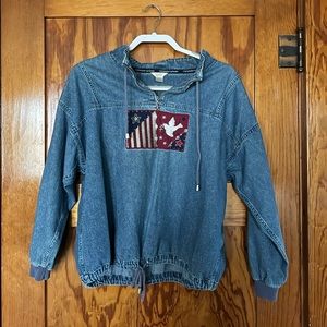 Christopher & Banks denim 1/4 zip pullover
